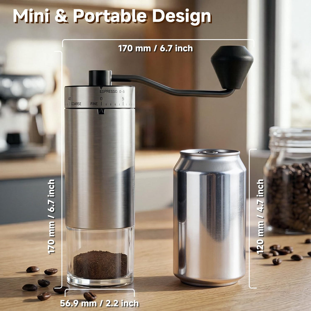 Manual Stainless Steel Conical Burr Coffee Grinder with Hand Crank G194361