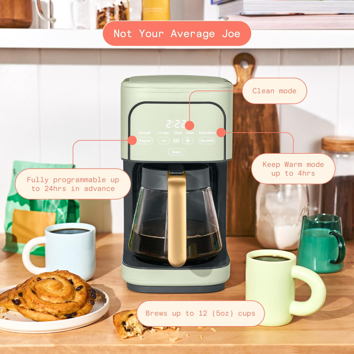 Sage Green 12-Cup Programmable Drip Coffee Maker O8322