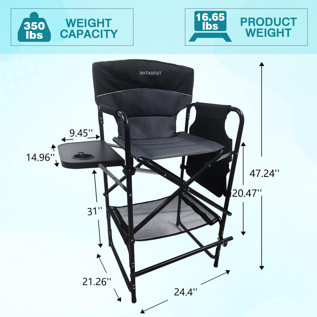 Tall Folding Director Chair with Side Table Carry Bag C47983