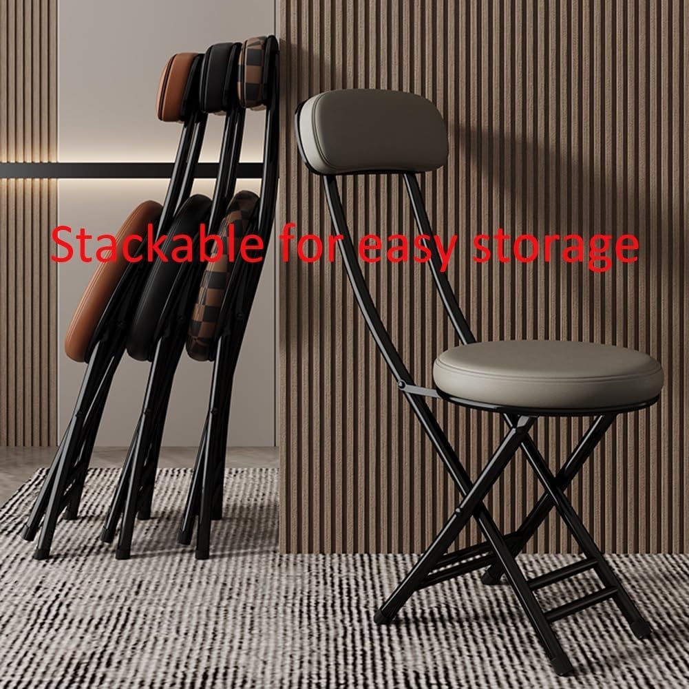 Black 18 Inch Cushioned Folding Kitchen Stool M31849