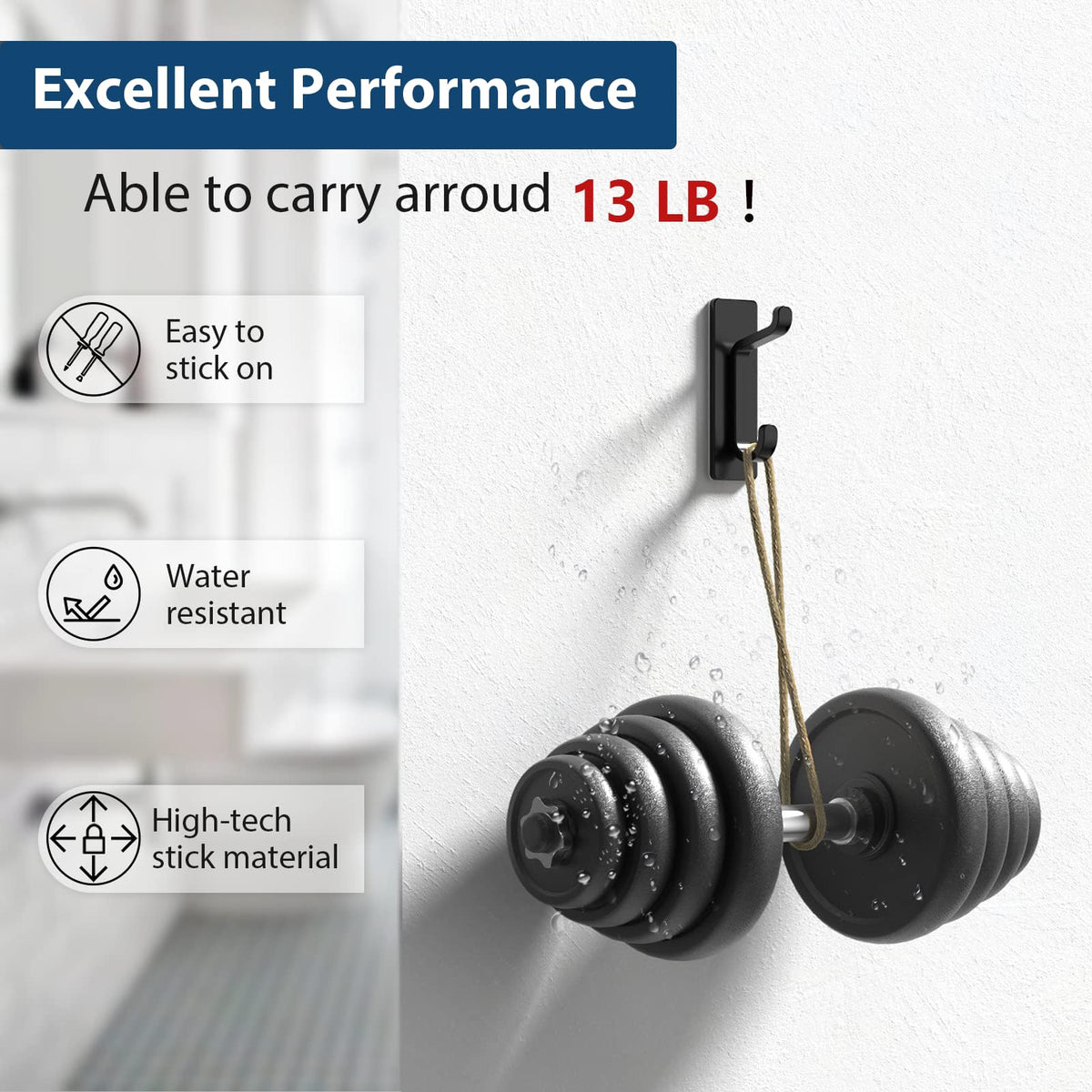 Black 4 Pack Stick-on Hooks Y755
