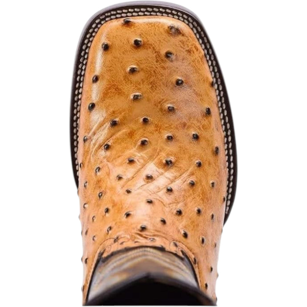 Men’s Genuine Leather Ostrich Print Square Toe Western Boots H8253