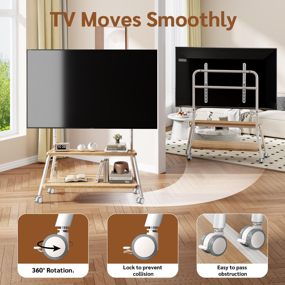 Mobile TV Stand on Wheels for 32-75 Inch TVs E6712