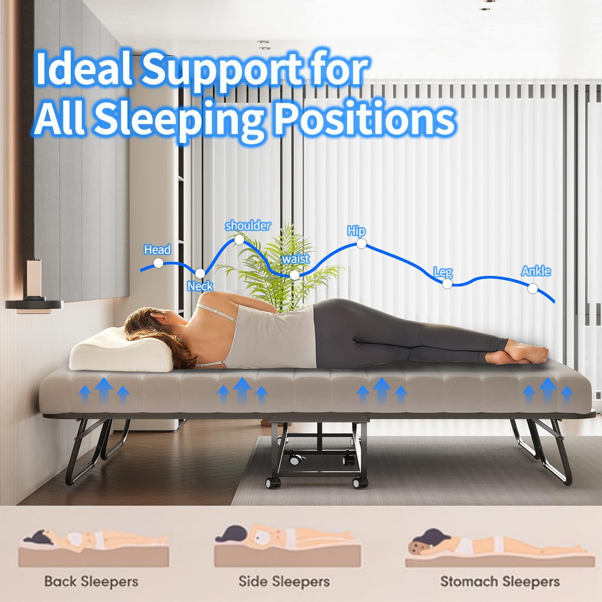 Queen Size Folding Bed with Memory Mattress D62161