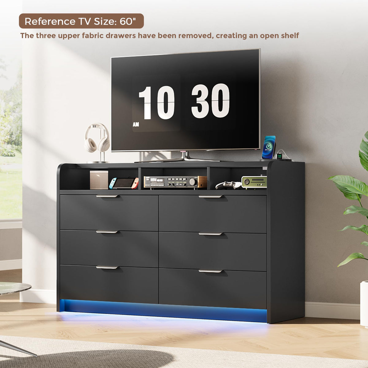 Black 9 Drawer Wood Dresser T682988