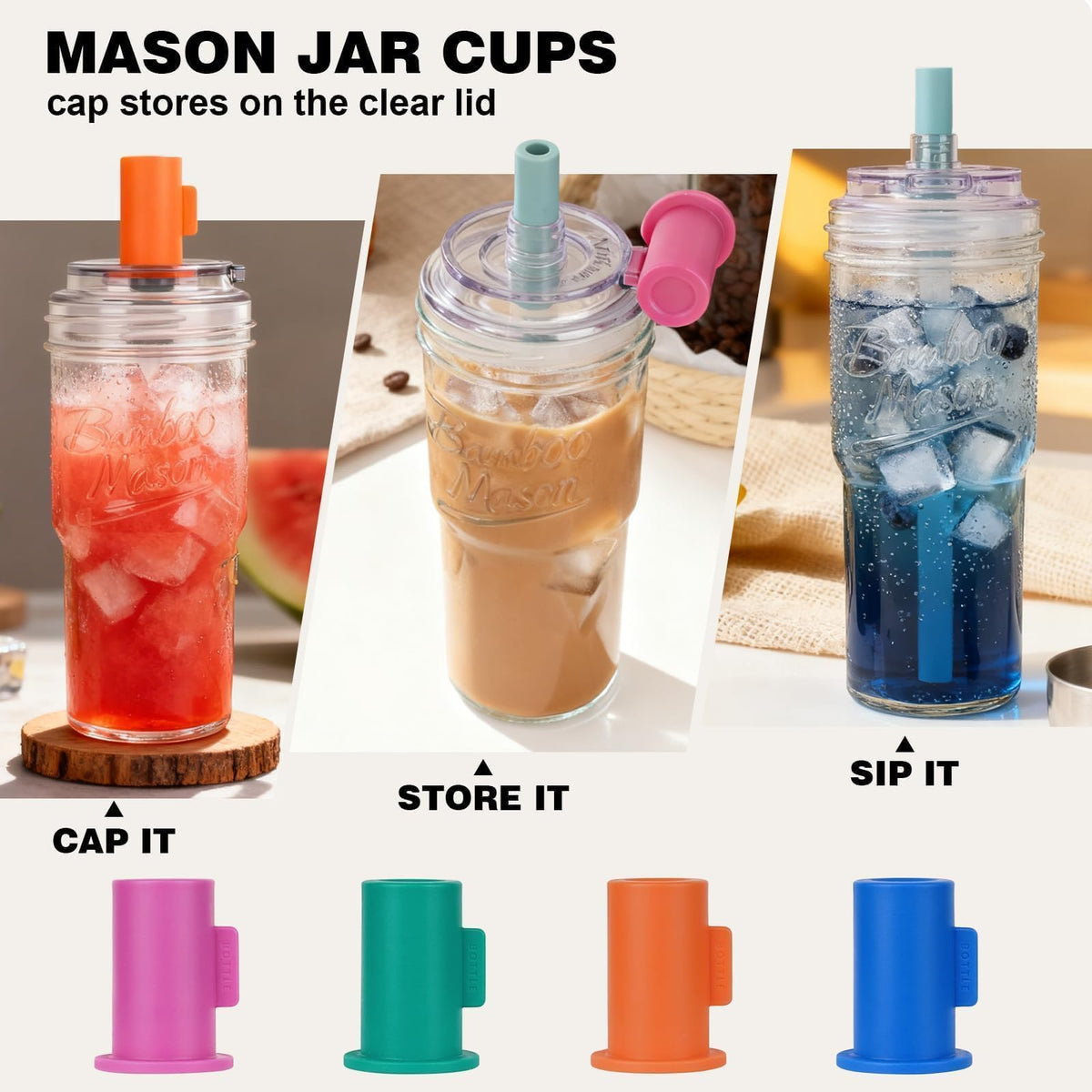 Glass Cups with Lids and Straws 24oz F1903