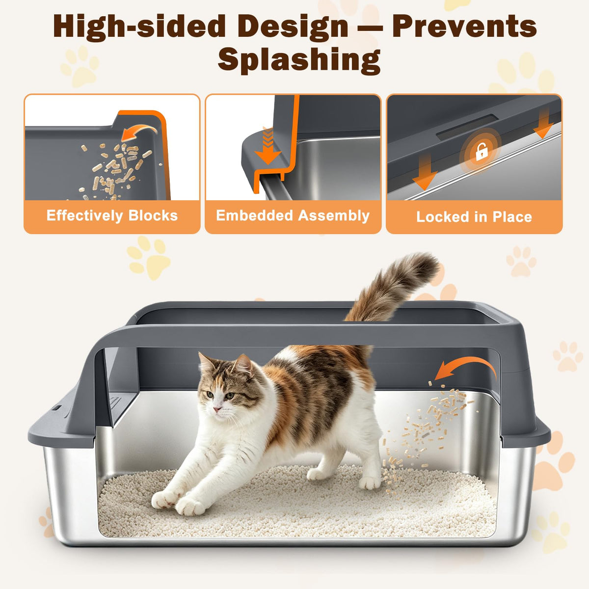 XL Stainless Steel Litter Box with Lid W661271
