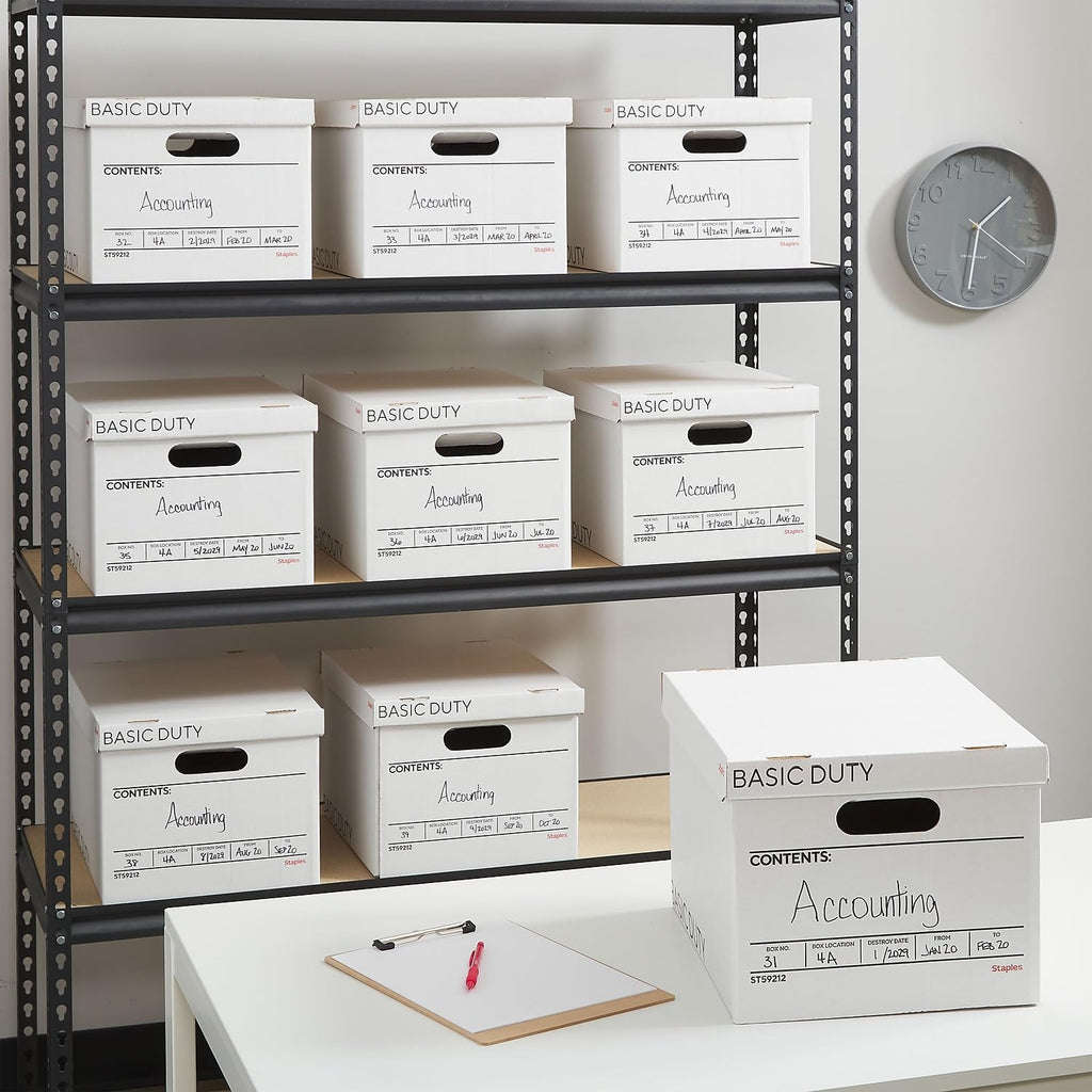 Storage & Filing Box with Handles & Removable Lid, Letter & Legal, Stackable, 20-Pack A6372