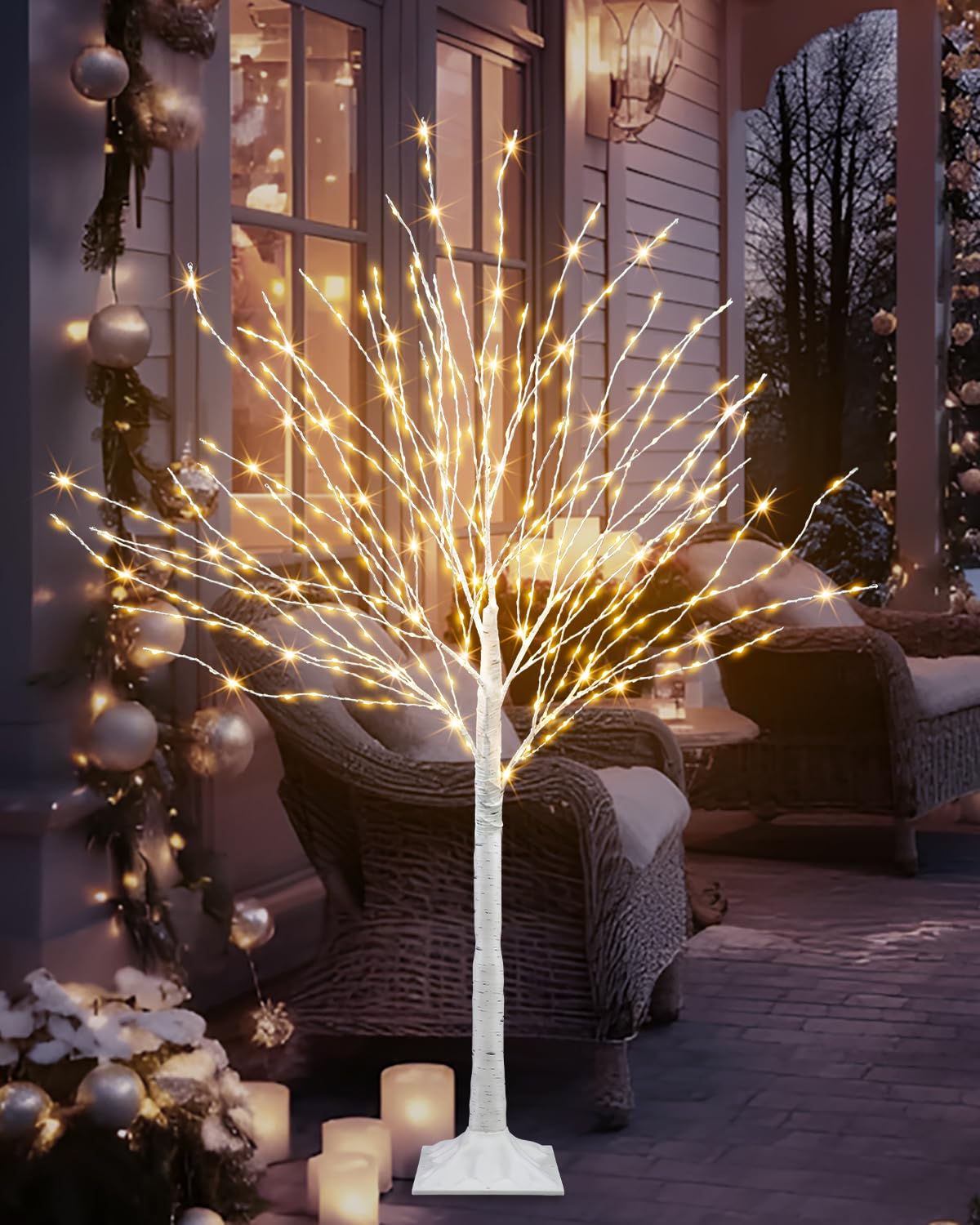 4 FT Lighted Artificial White Birch Tree with 432 LED Timer K868