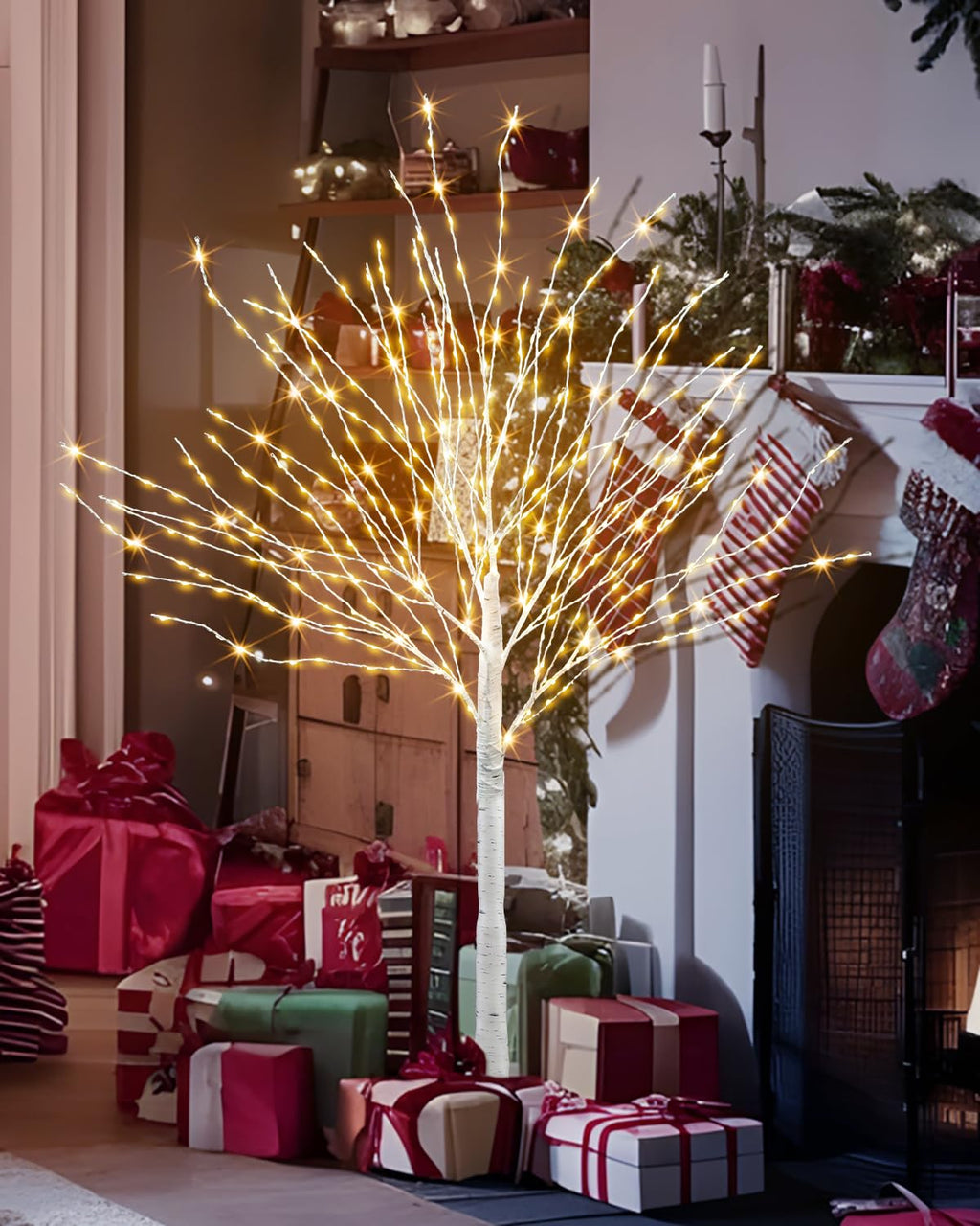 4 FT Lighted Artificial White Birch Tree with 432 LED Timer K868