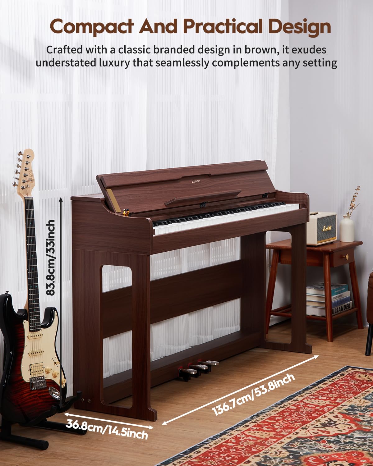 88 Keys Hammer-Action Fully Weighted Digital Piano with Furniture Stand D323