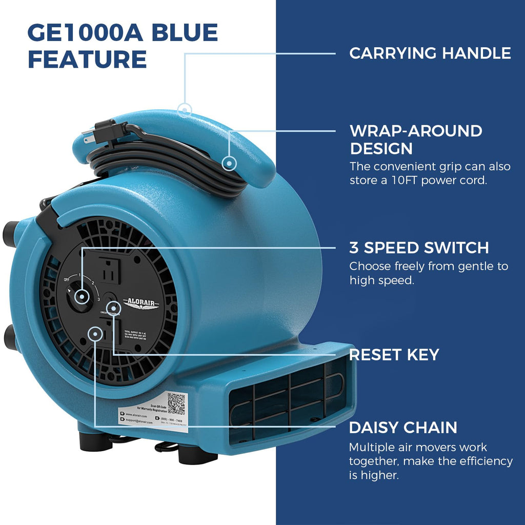 1000 CFM 3 Speed Air Mover Floor Fan D630