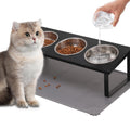 15° Tilted Stainless Steel Elevated Cat Bowls with Food Mat E35551