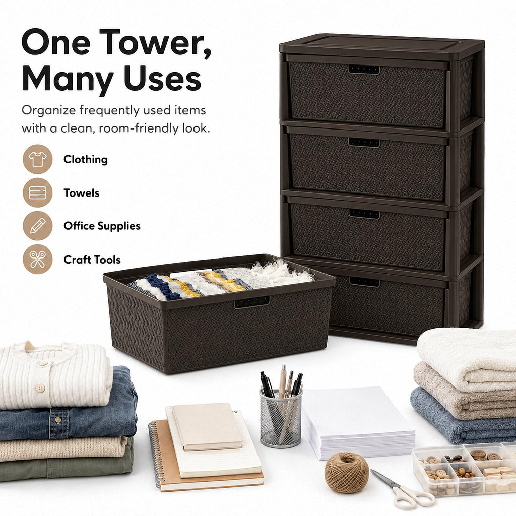 4 Drawer Tower with Removable Bins R304607