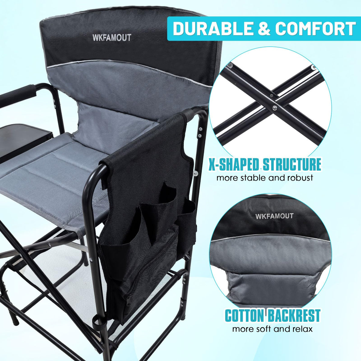Tall Folding Director Chair with Side Table Carry Bag C47983