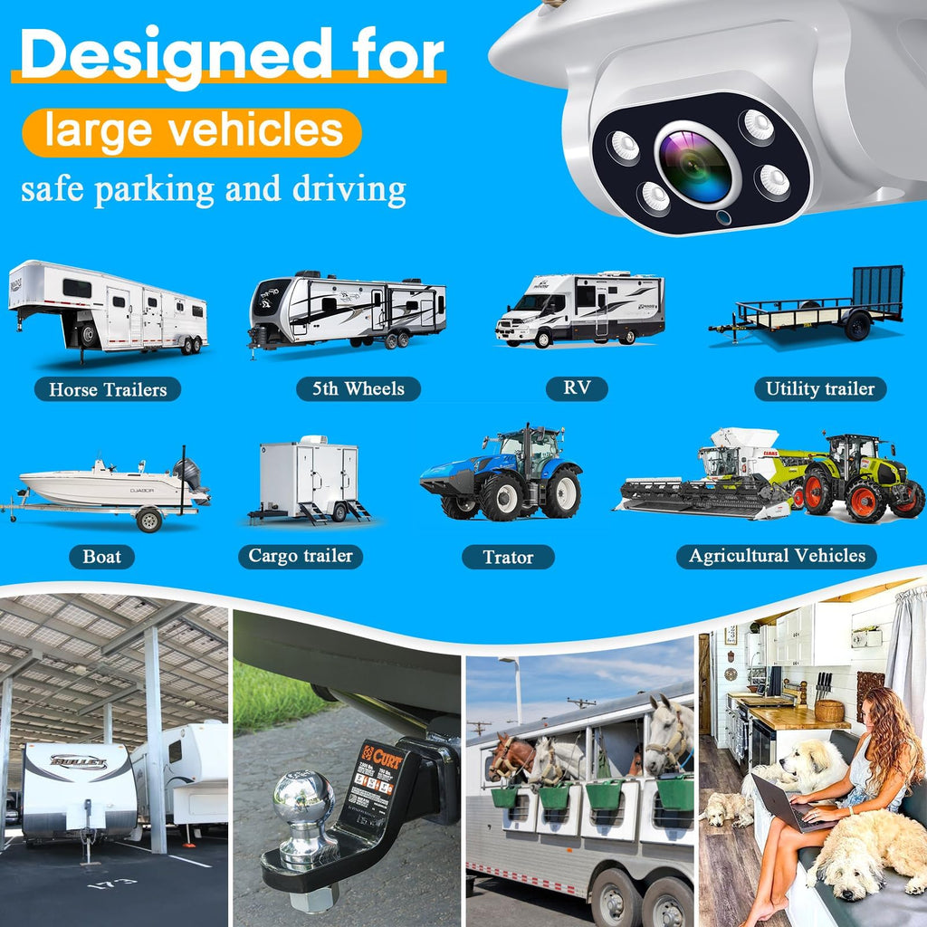 Wireless RV Backup Camera 1080P HD with 7″ DVR Monitor B15965