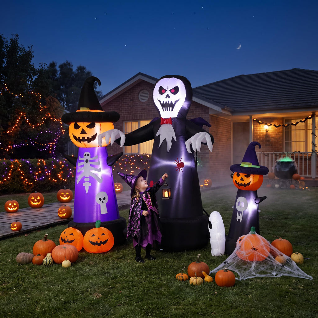 9FT Halloween Inflatable Grim Reaper with Built-in LED Light I5931