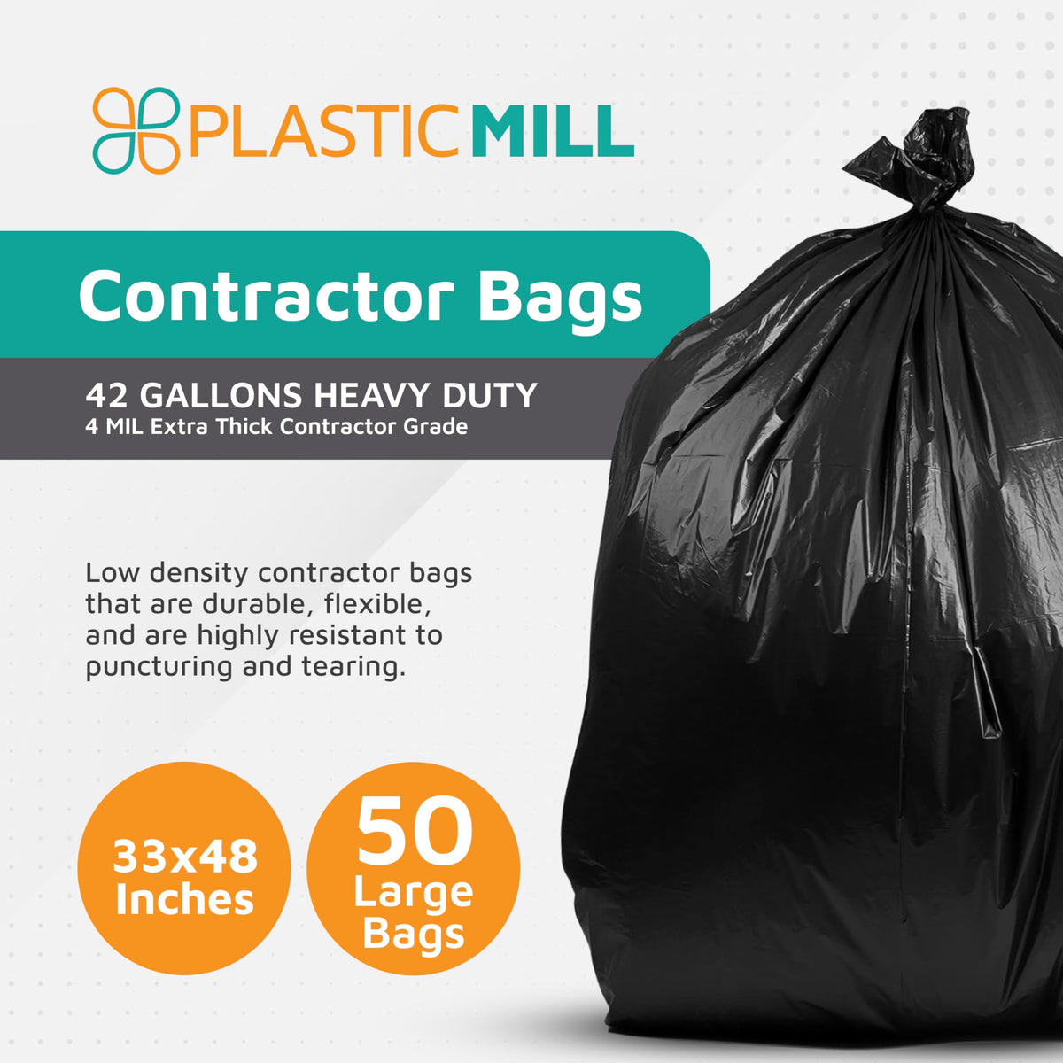 42-Gallon 4 Mil Black Contractor Bags 50-Count Q589253