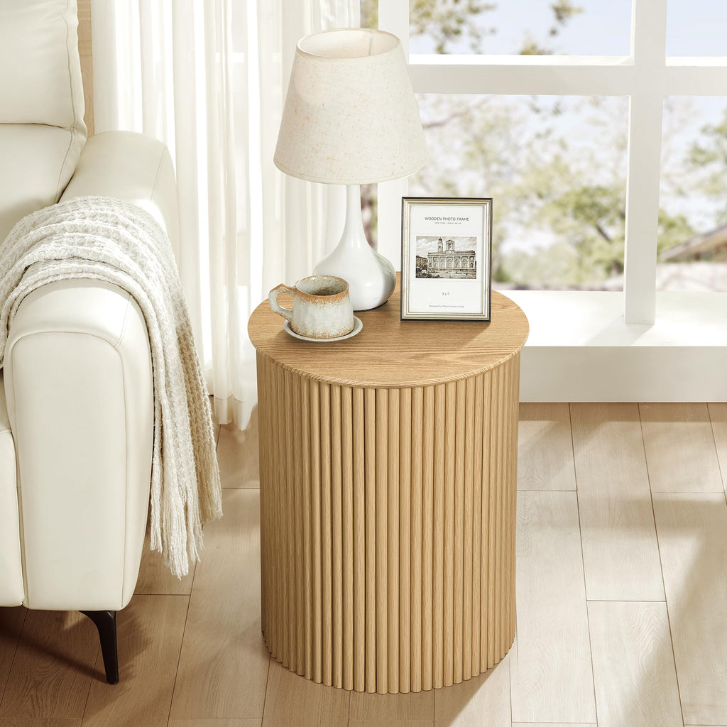 Small Round Wood Side Table Set of 2 M737205