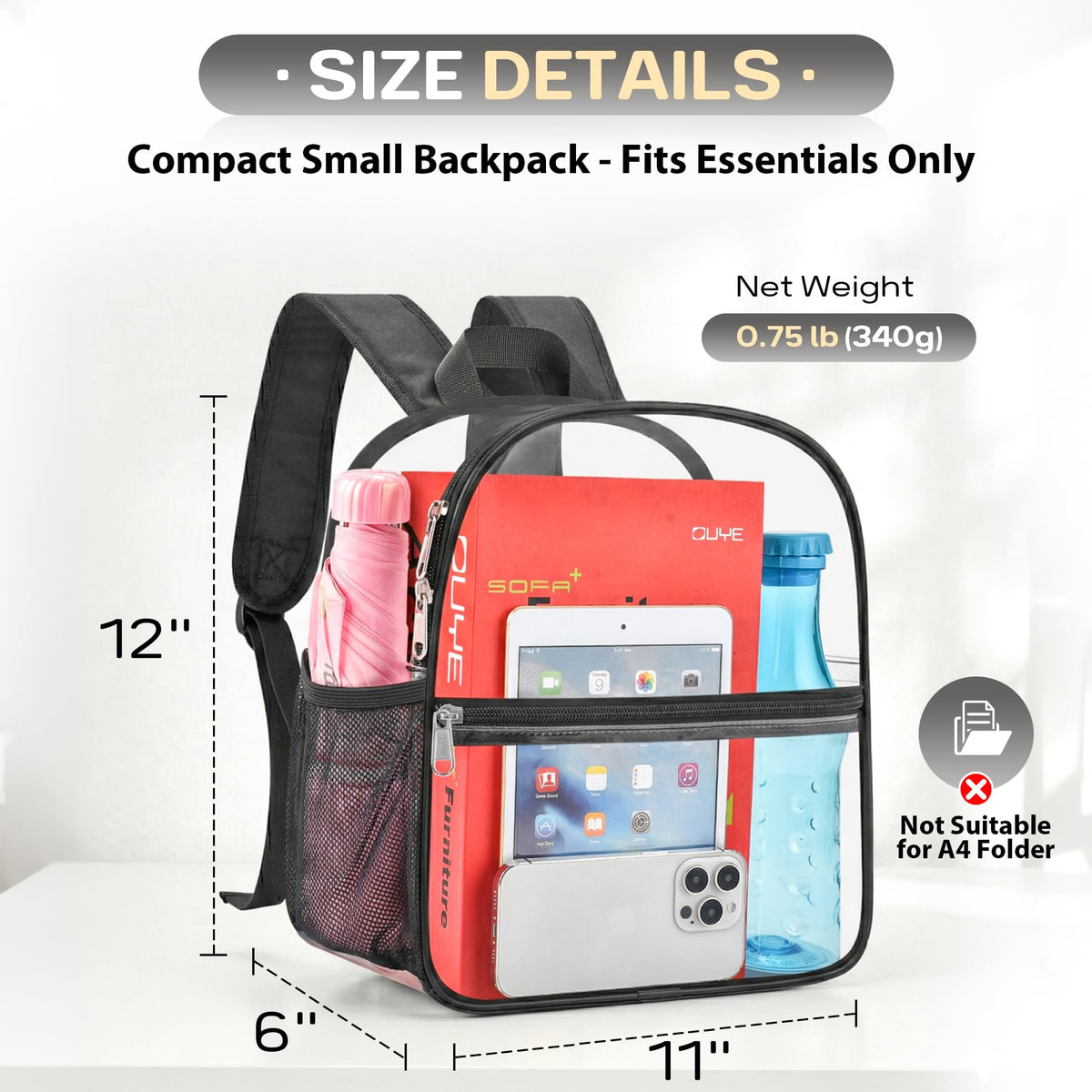 Clear Backpack 12x6x11 O4512
