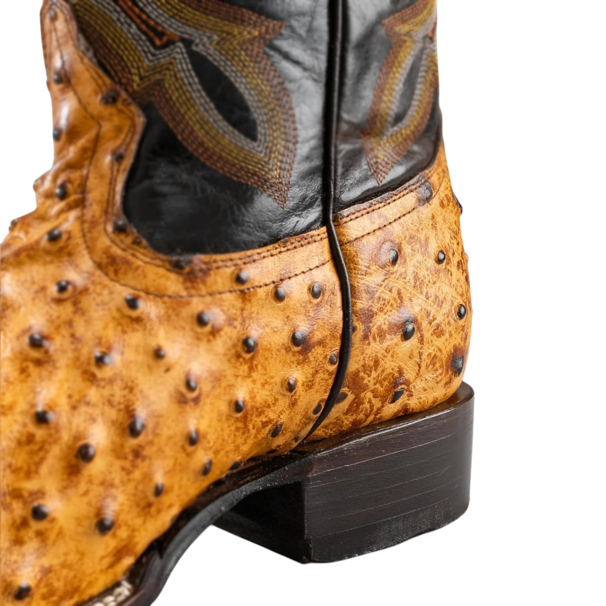 Men’s Genuine Leather Ostrich Print Square Toe Western Boots H8253