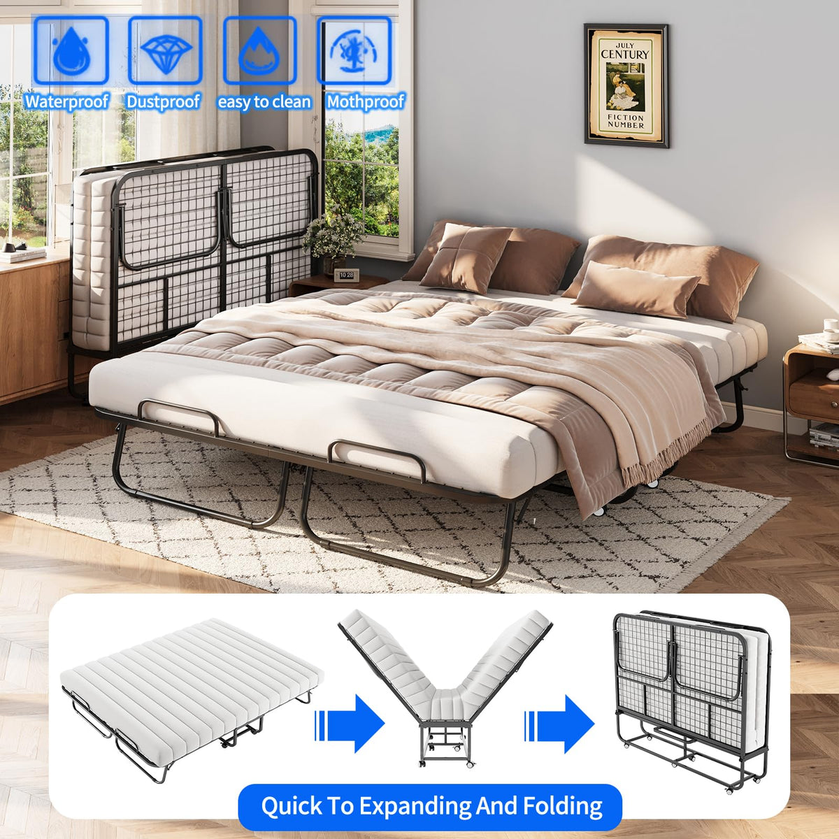 Queen Size Folding Bed with Memory Mattress D62161
