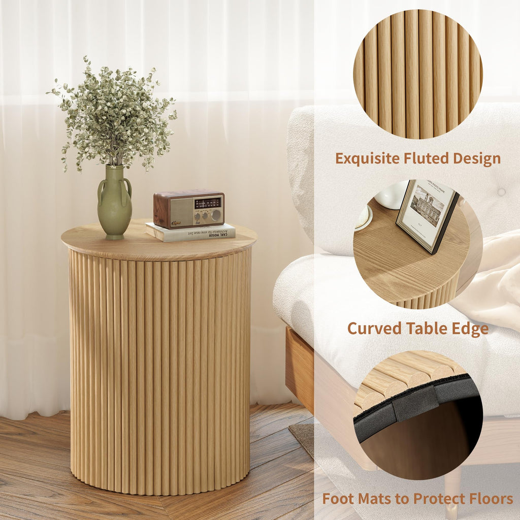 Small Round Wood Side Table Set of 2 M737205