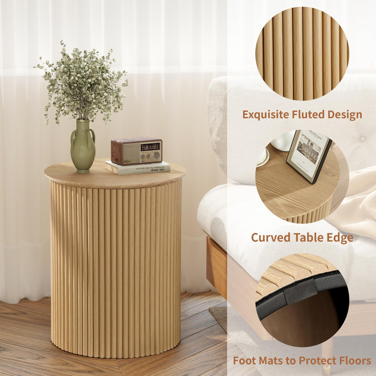 Small Round Wood Side Table Set of 2 M737205