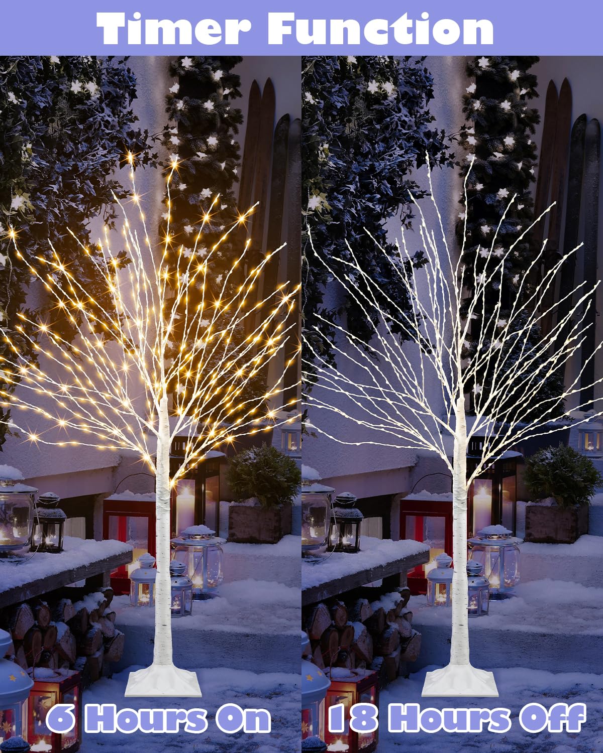 4 FT Lighted Artificial White Birch Tree with 432 LED Timer K868