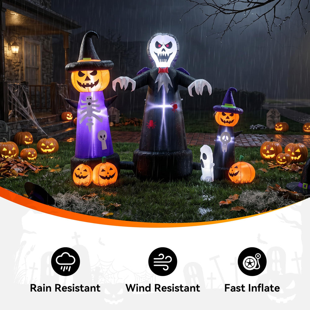 9FT Halloween Inflatable Grim Reaper with Built-in LED Light I5931