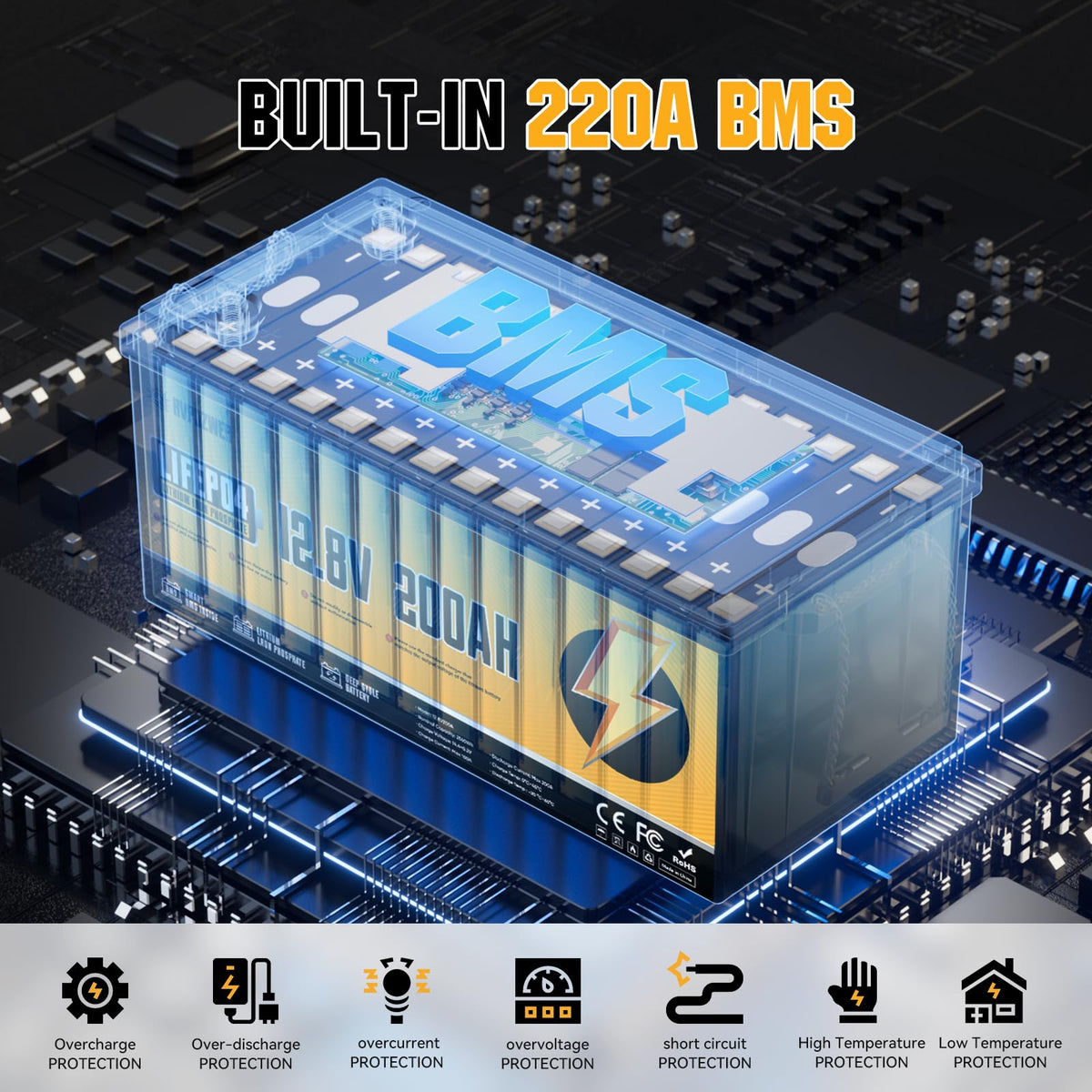 12V 200Ah LiFePO4 Lithium Battery P611061
