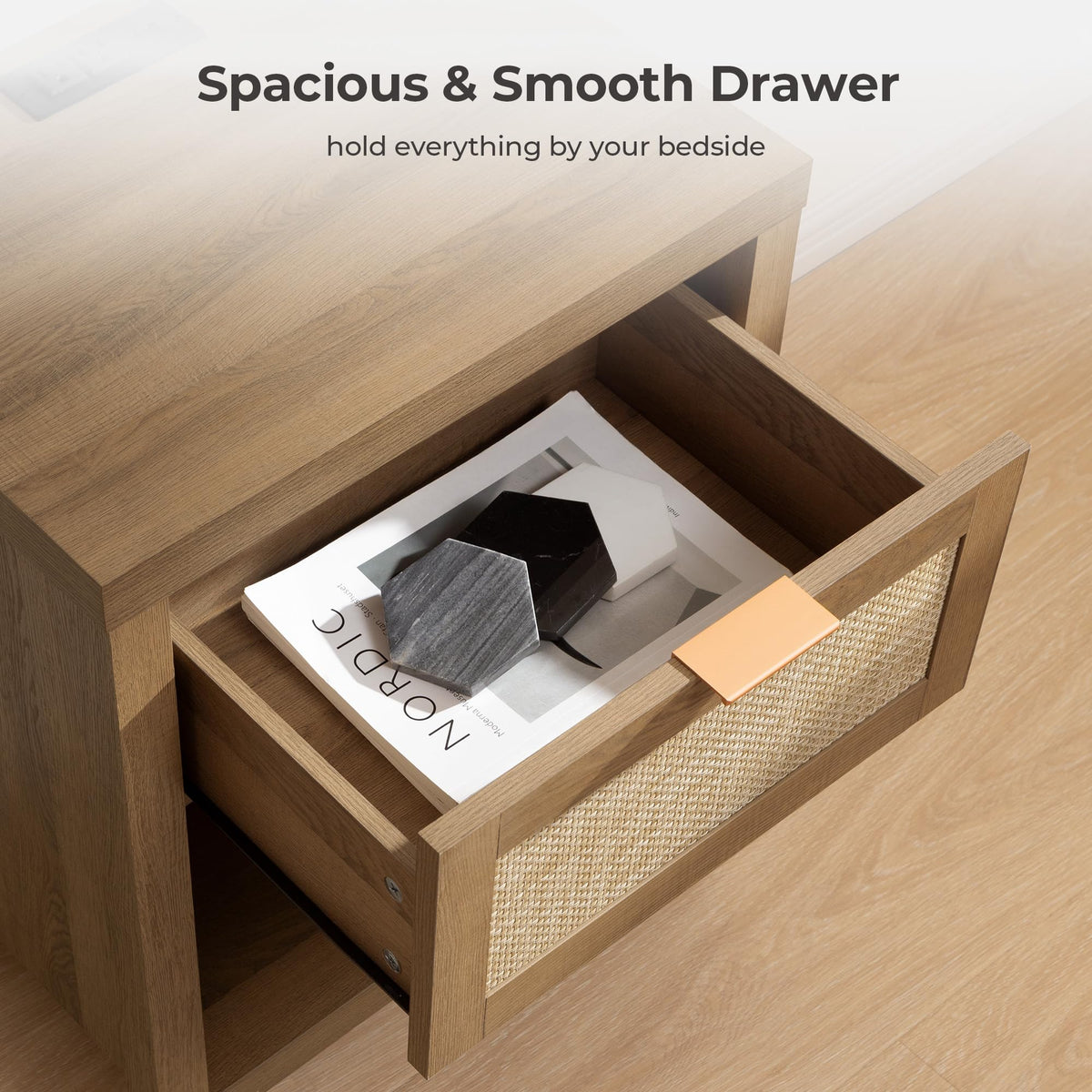 Rattan Night Stand with Charging Station X47124