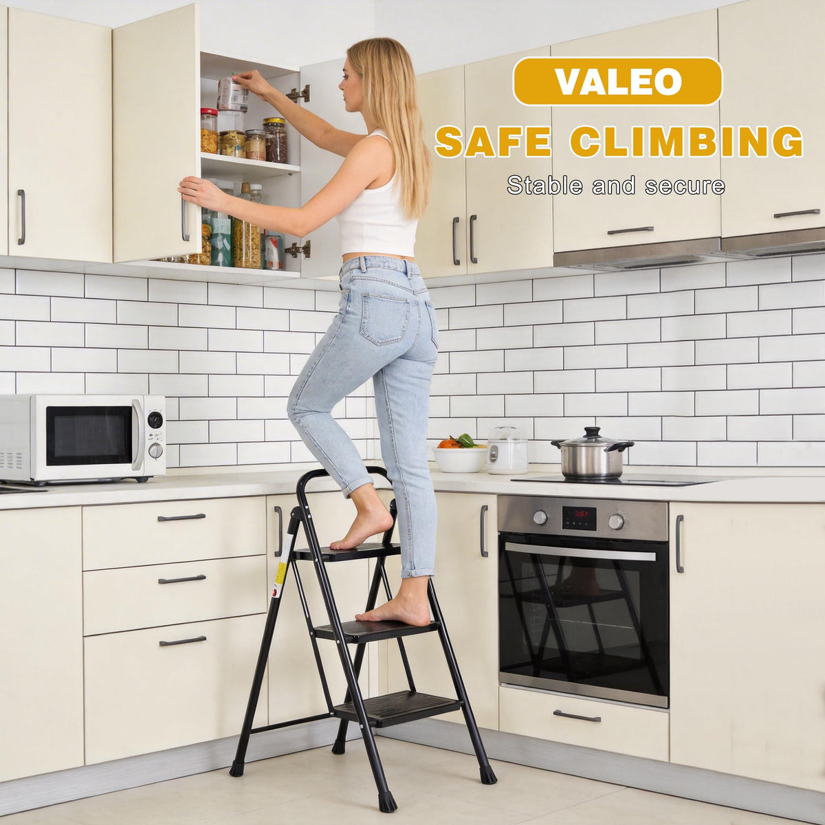3 Step Folding Ladder with Anti-Slip Pedal J12807