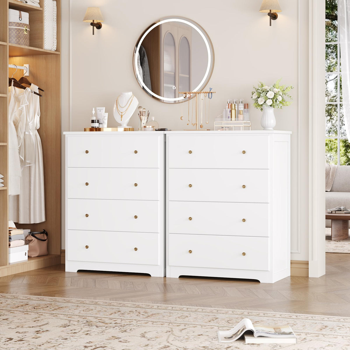 White 4 Drawer Wood Dresser B136294