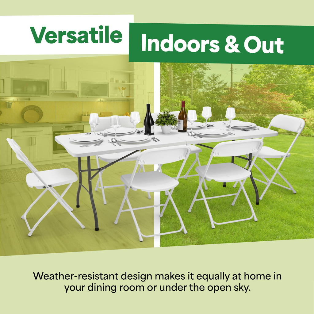 White 6ft Folding Table with Handle V733427