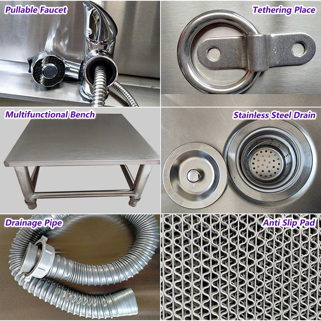 53'' Stainless Steel Pet Grooming Tub with Walk-in Stairs S206