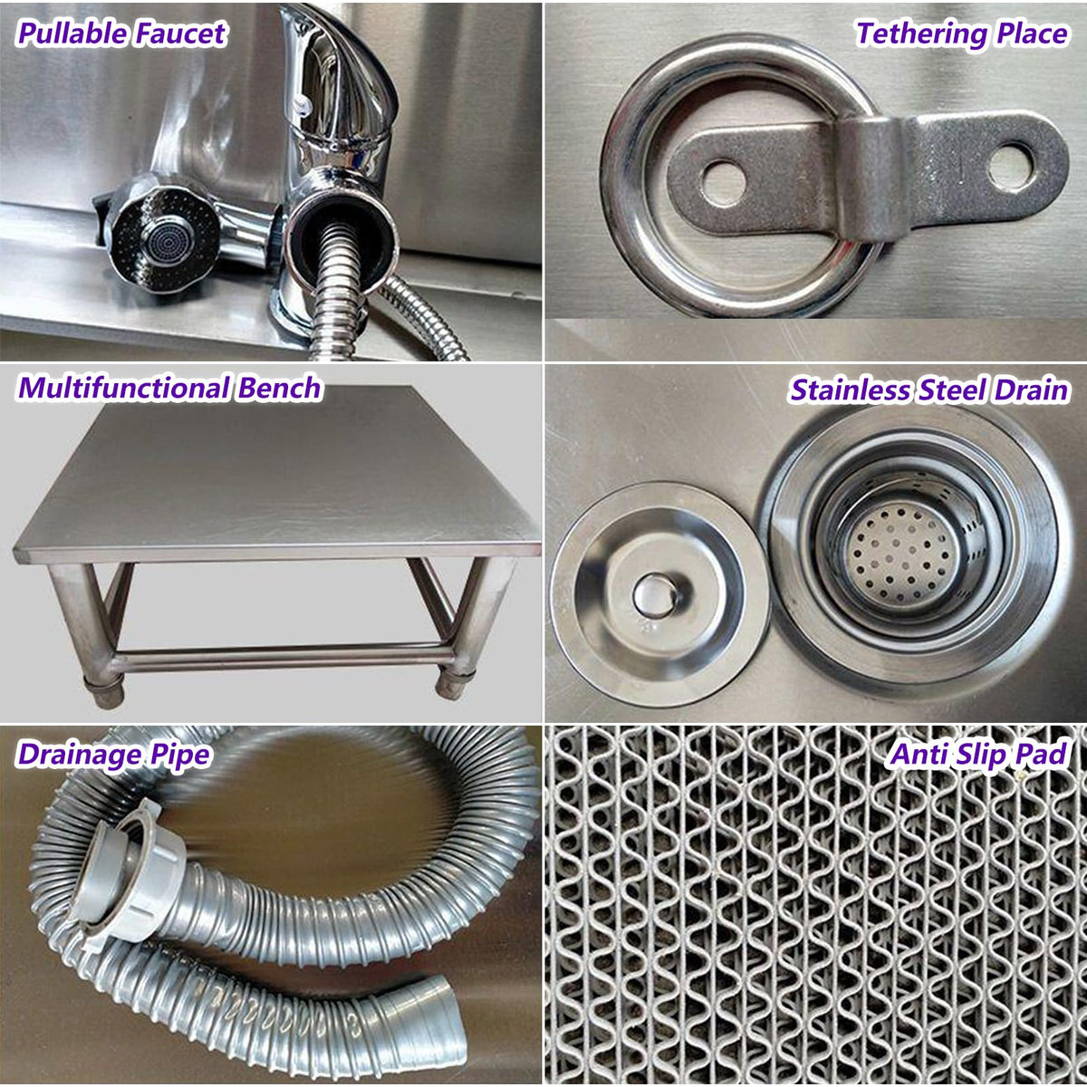 53'' Stainless Steel Pet Grooming Tub with Walk-in Stairs S206