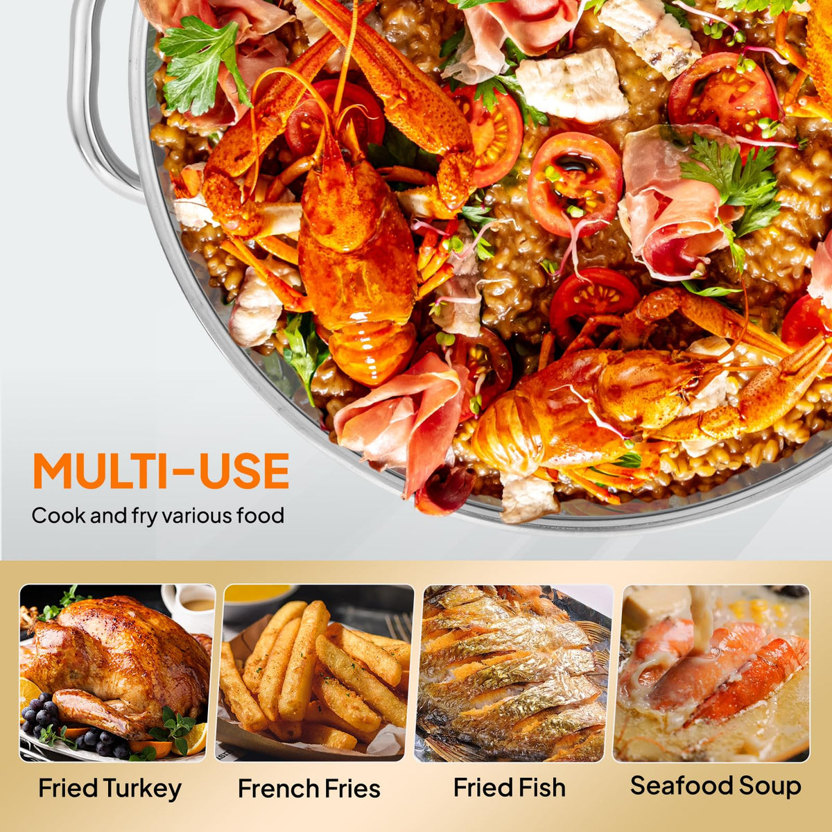 60QT Aluminum Seafood Boil Pot with Basket O4921