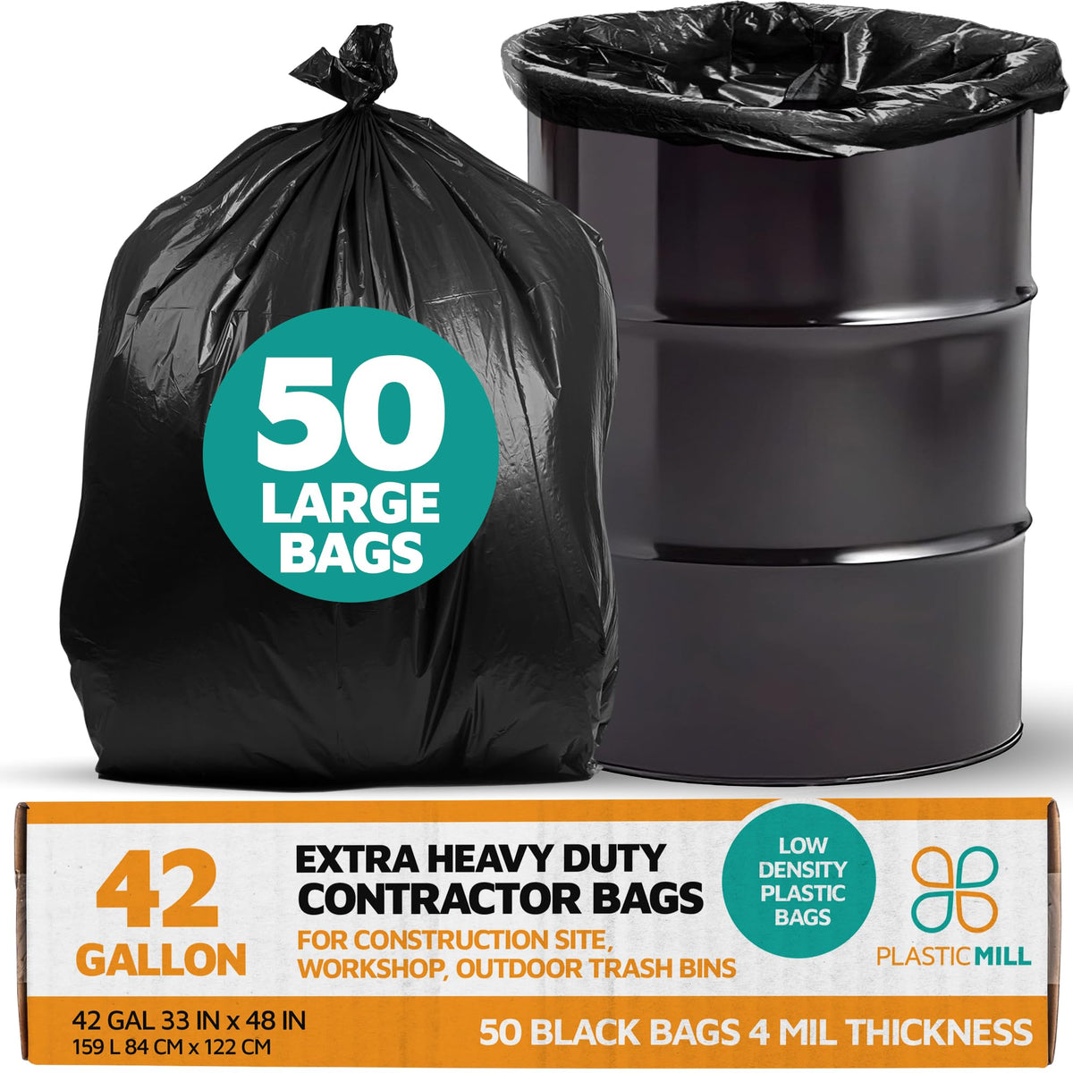 42-Gallon 4 Mil Black Contractor Bags 50-Count Q589253