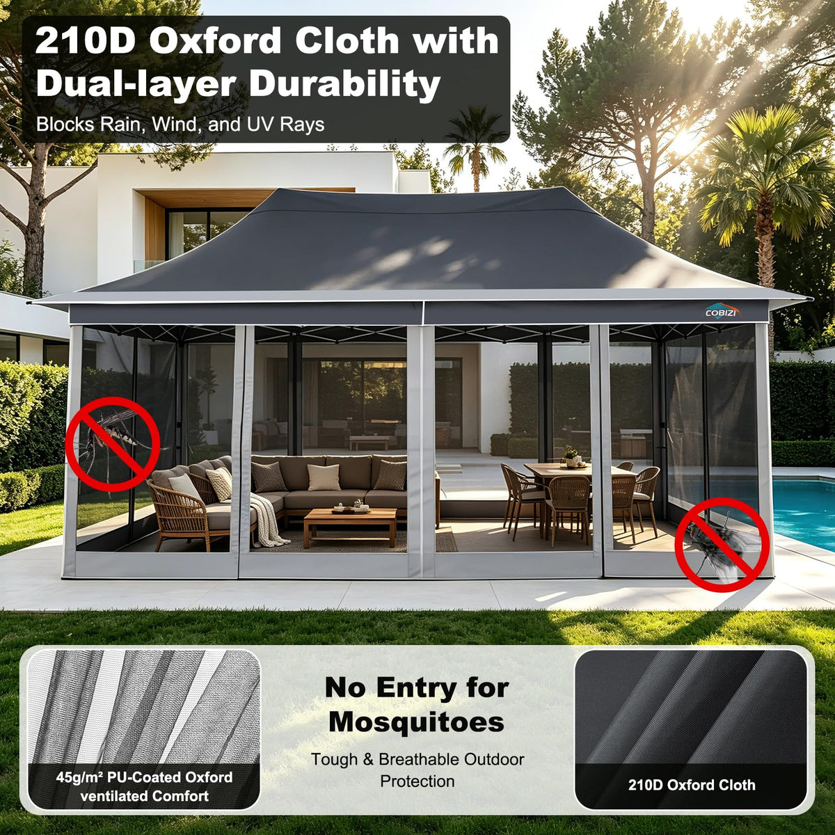 12x20 Pop Up Gazebo with Mosquito Netting G4719