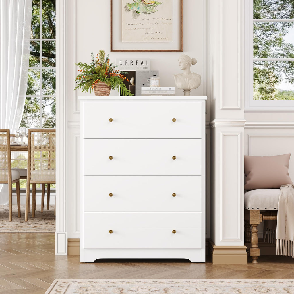 White 4 Drawer Wood Dresser B136294