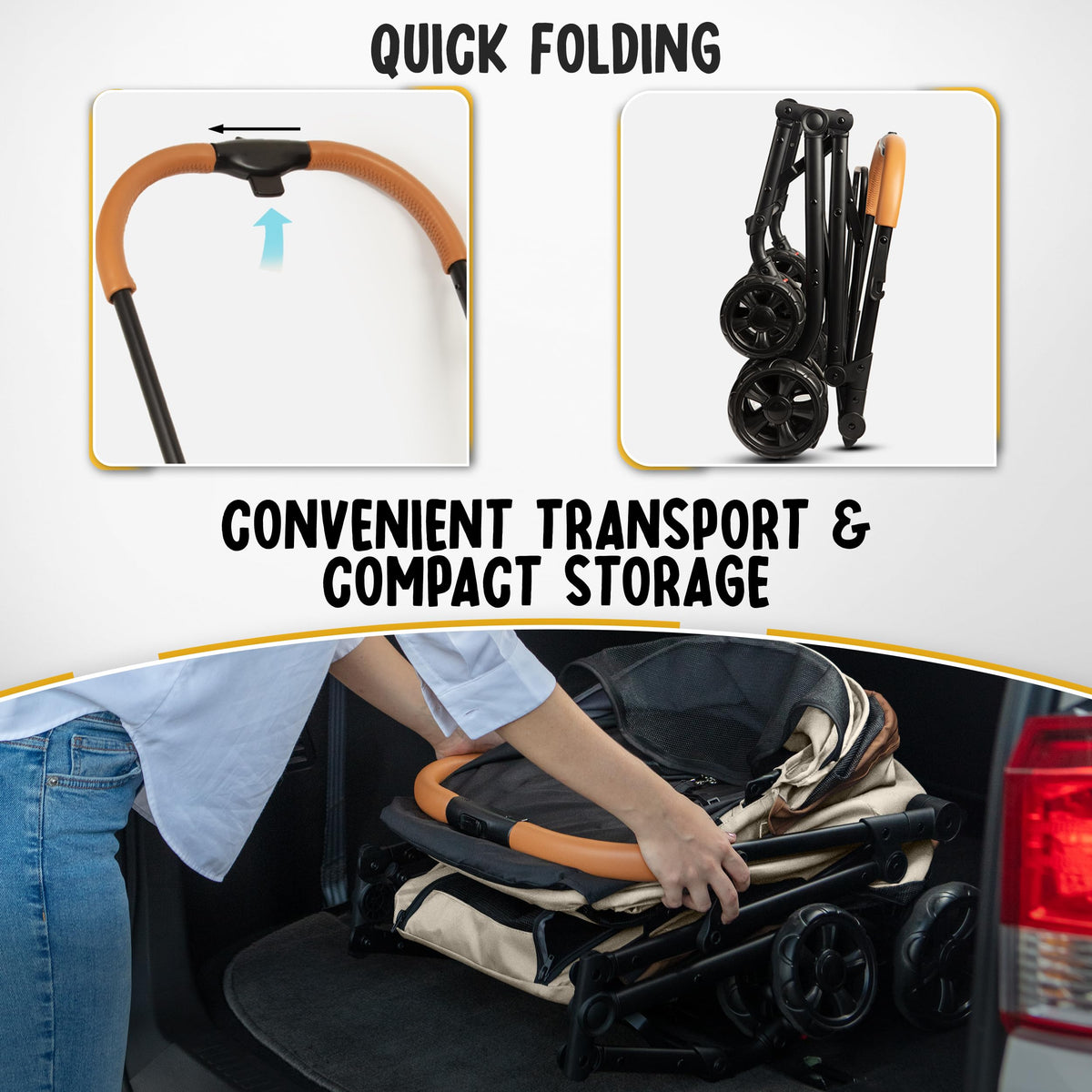 Double Pet Stroller with Detachable Carriers A1187