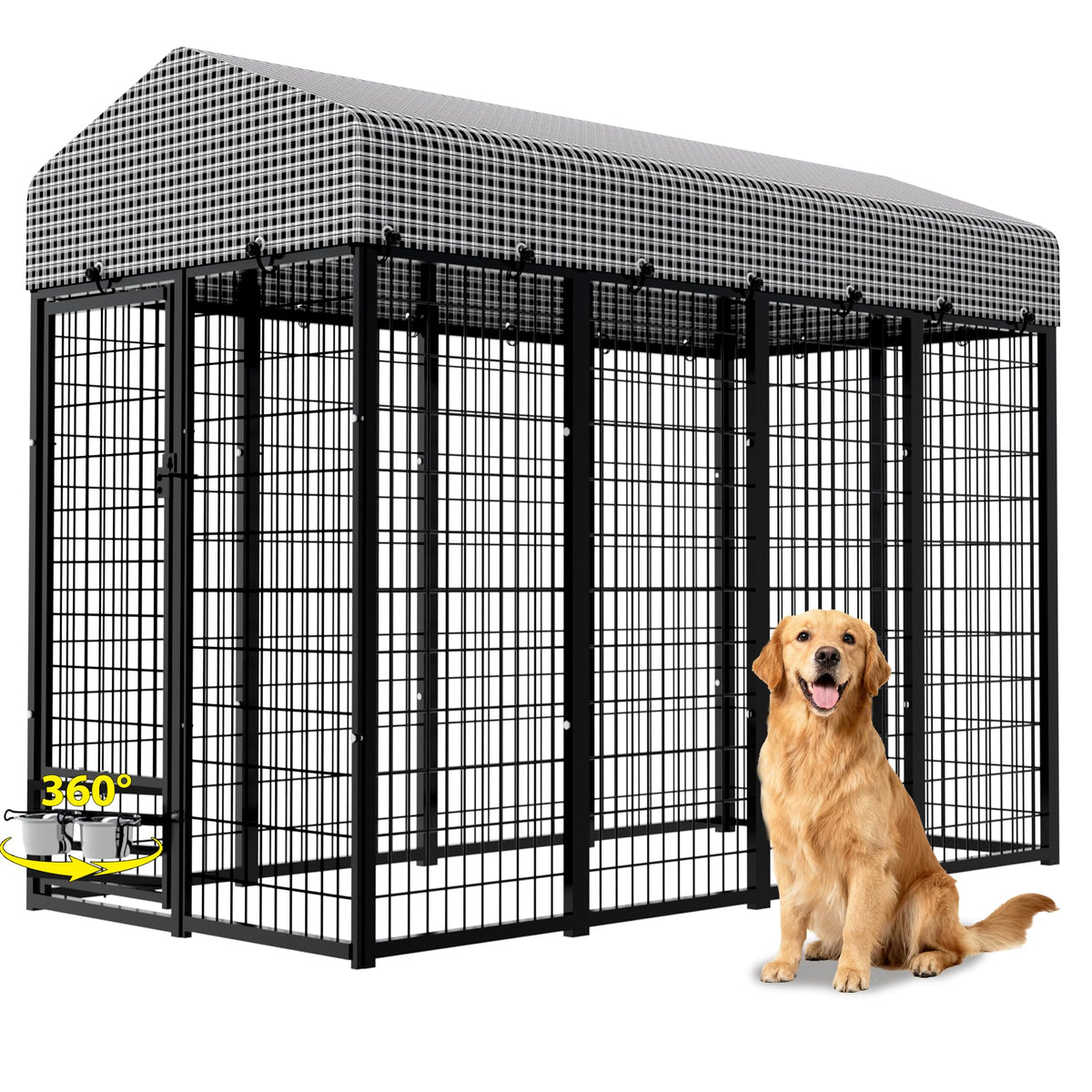 Heavy Duty Outdoor Dog Kennel with Roof Cover B750
