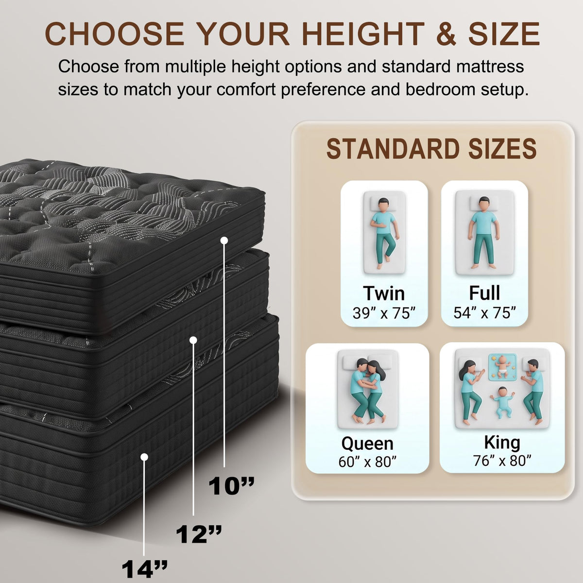 Full Size 12 Inch Hybrid Memory Foam Mattress Z92710