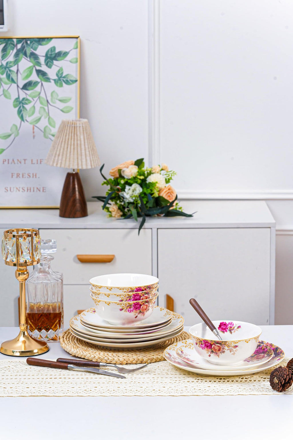 White 12 Piece Porcelain Dinnerware Set P2890