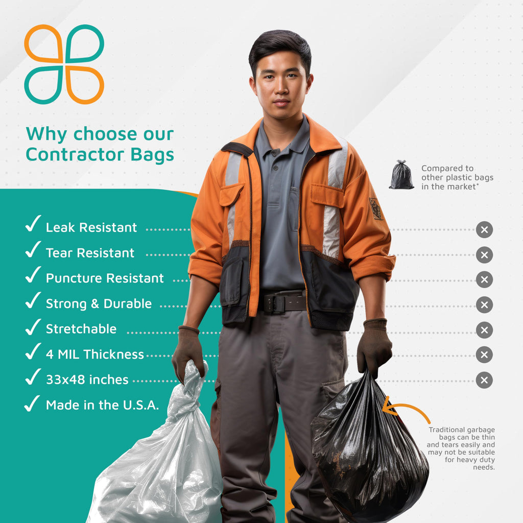 42-Gallon 4 Mil Black Contractor Bags 50-Count Q589253
