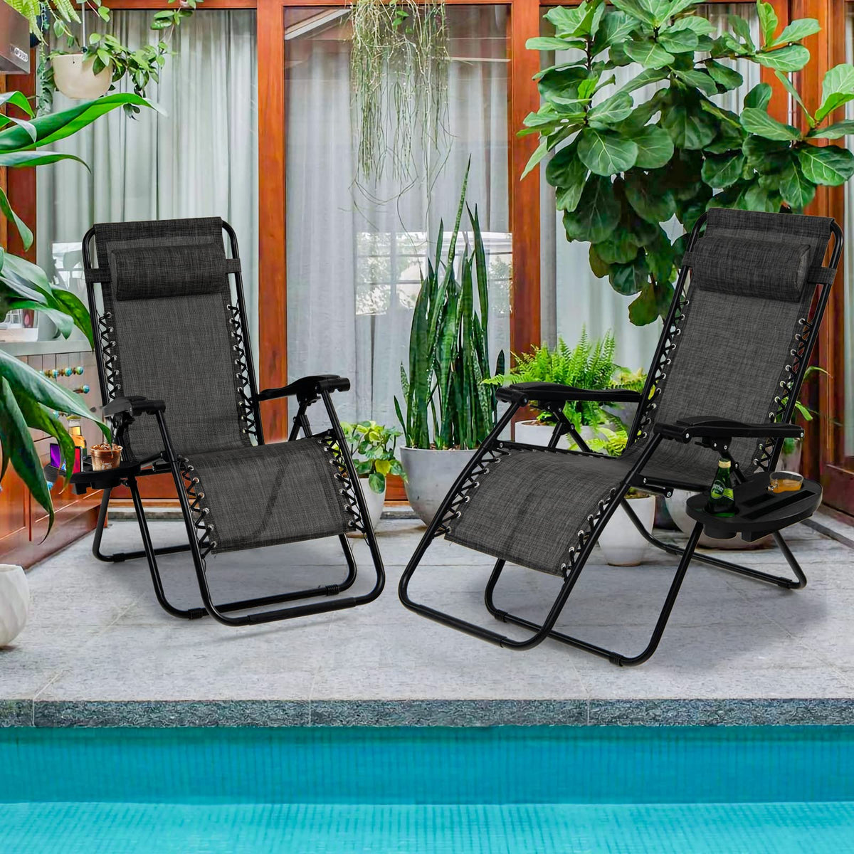 Zero Gravity Lounge Chairs Set of 2 Gray O369278