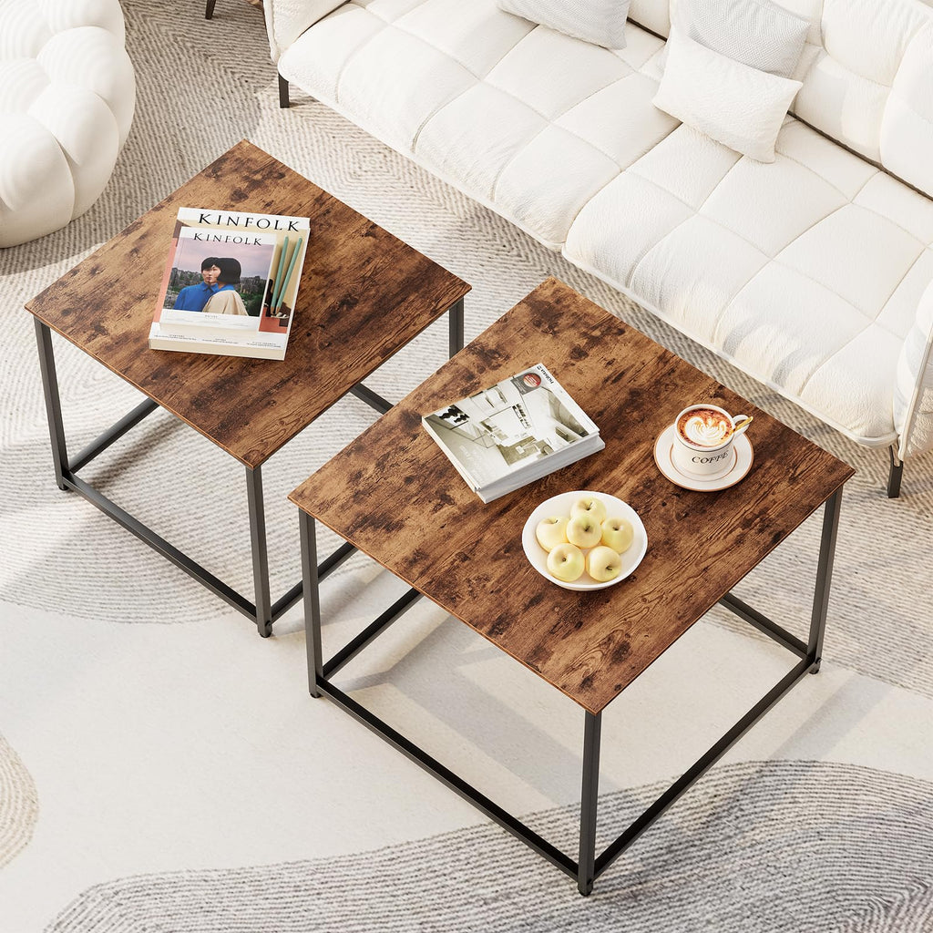 Brown Engineered Wood Nesting Coffee Table Set of 2 N6267