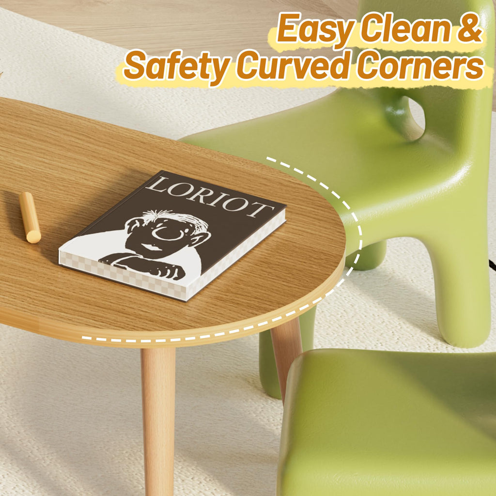 Small Oval Coffee Table with Solid Wood Legs Z897833