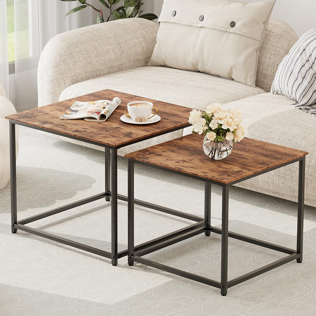 Brown Engineered Wood Nesting Coffee Table Set of 2 N6267